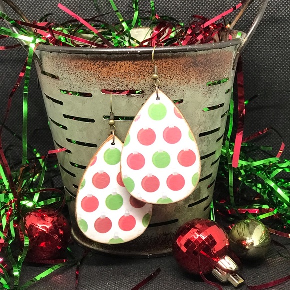 Christmas wooden earrings - Picture 2 of 10